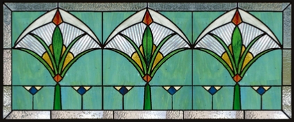 Stained glass art deco transom