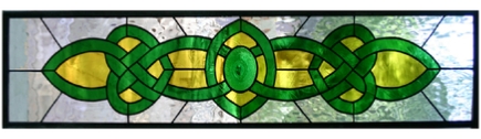 Celtic stained glass transom