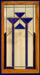 contemporary stained glass panel blue