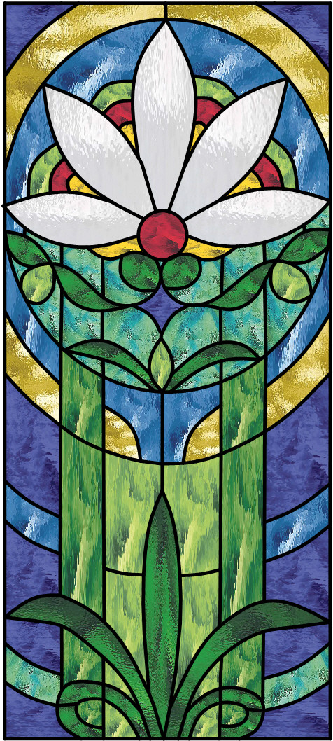 daisy stained glass window panel
