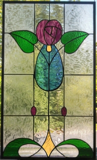 Art Deco Rose stained glass window