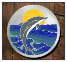 Dolphin stained glass stepping stone