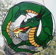 dragon stained glass hanging panel