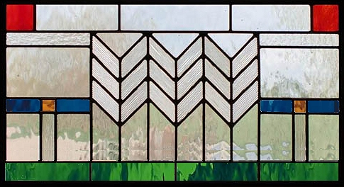 geometric stained glass transom