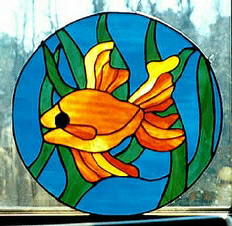 goldfish stained glass window
