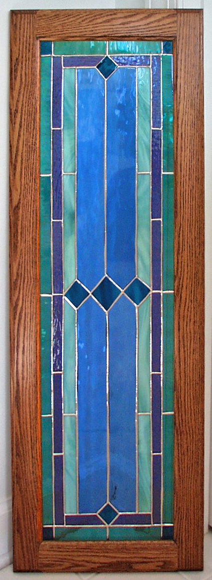 traditional stained glass cabinet panel