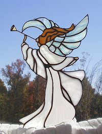 heralding angel irridized glass wings