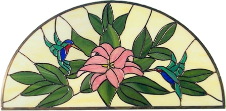 hummingbird & lily arched transom