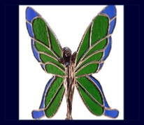 green and blue glass wings