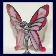 pink and red butterfly glass wings
