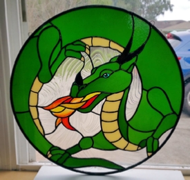 dragon stained glass panel