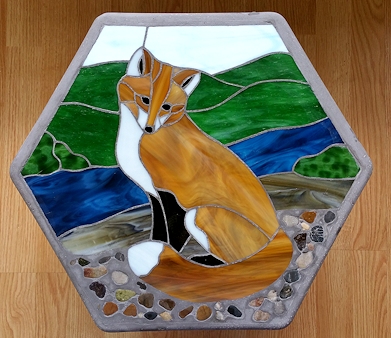 fox - stained glass stepping stone