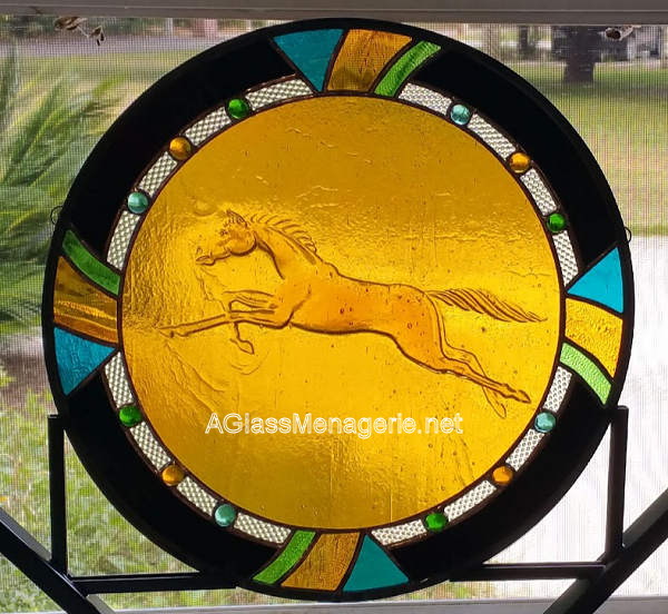 pressed glass horse