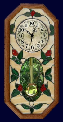 stained glass rosebud clock