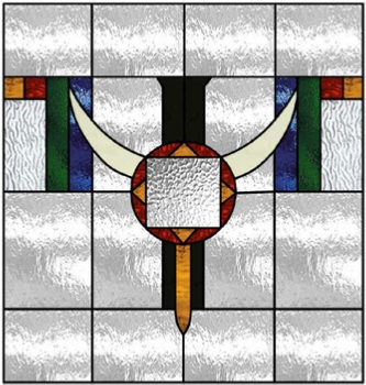 bull horns stained glass window