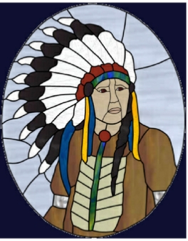 stained glass window Indian Chief 