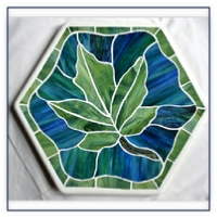 stained glass stepping stone - oak leaf
