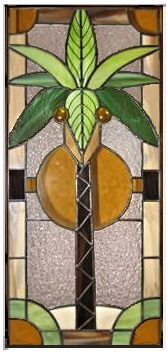 Stained glass coconut palm tree panel