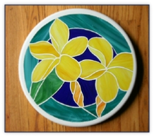 Plumeria stained glass stepping stone