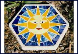 sunface mosaic stained glass stepping stone