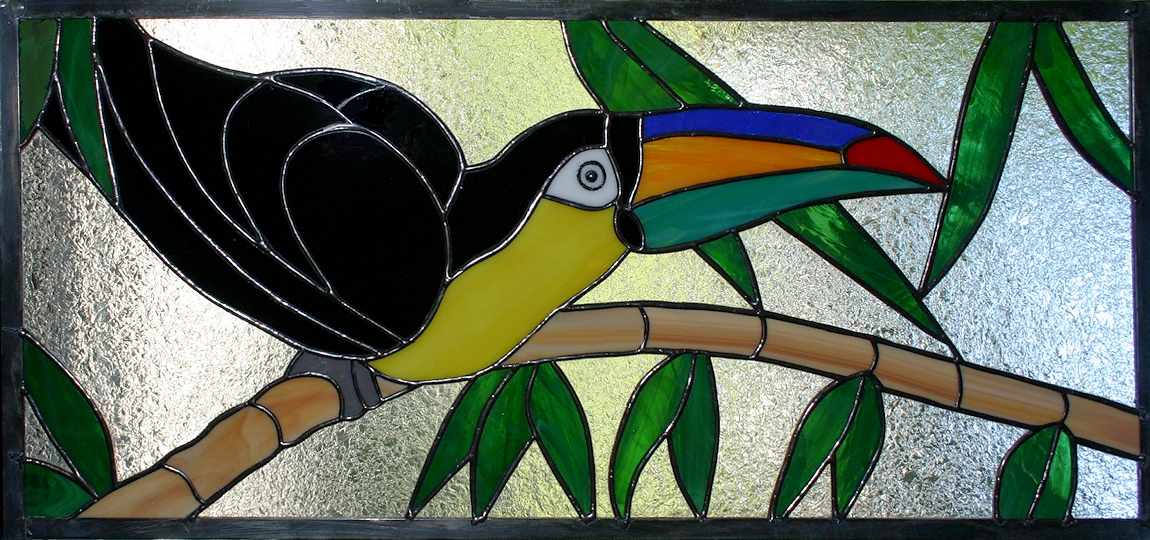 Stained Glass Toucan Transom