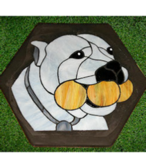 pit bull with balls stepping stone