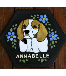 beagle dog stepping stone with lettering
