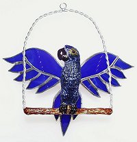 blue parrot with stained glass wings