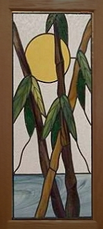 bamboo cabinet panel stained glass