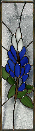 stained glass blue bonnet panel