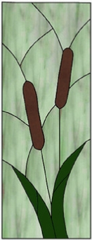 cattails stained glass panel