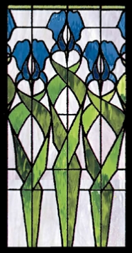 floral 185 iris stained glass panel