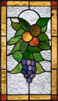 stained glass window with fruit