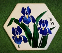 stained glass stepping stone - triple iris's hexagon