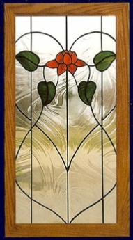 nouveau rose stained glass cabinet insert