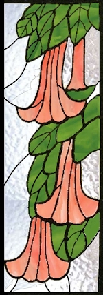 Trumpet flower stained glass panel