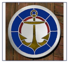 Anchor stained glass stepping stone