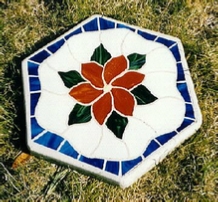 red clematis mosaic stone
