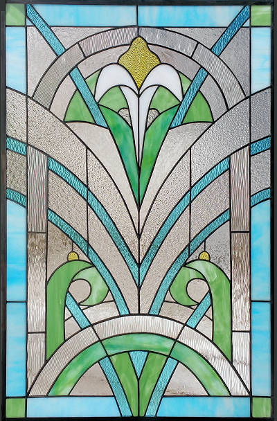 Art Deco stained glass panel