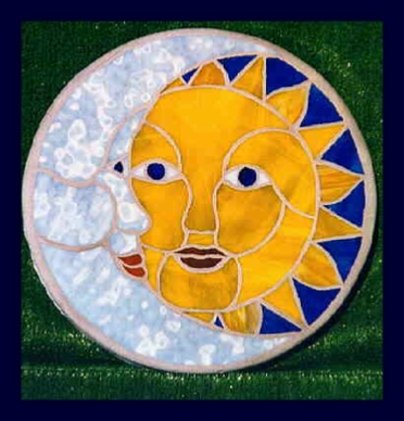 sun and moon mosaic stepping stone
