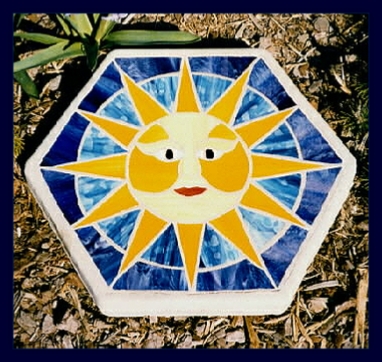 Mosaic sunface stepping stone