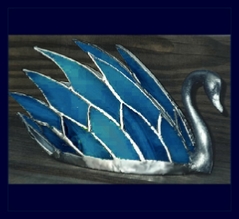 blue glass swan