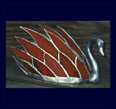 red glass swan