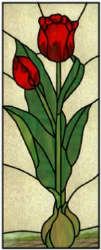 tulip bulbs art glass panel