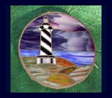 stormy day lighthouse stepping stone