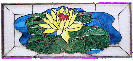 Water Lily stained glass transom