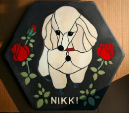 Poodle stained glass stepping stone