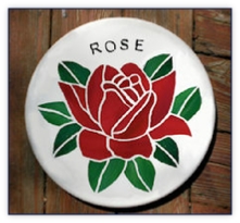 Rose stained glass stepping stone