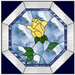 Rosebud Octagonal stained glass window